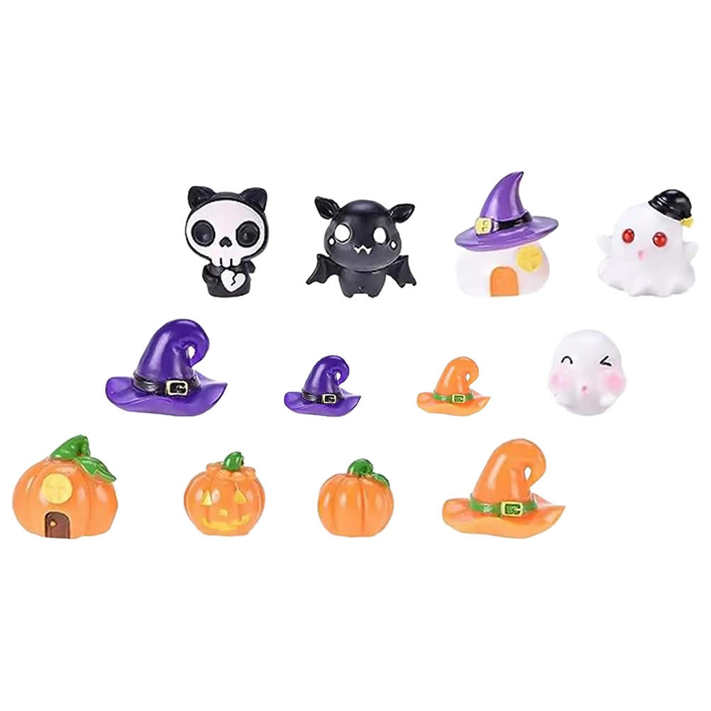

12 Pcs Halloween naments Mini Garden Decor Home Decoration Fairy Supplies Pumpkin Ghost Vampire Scene Layout Prop Desktop