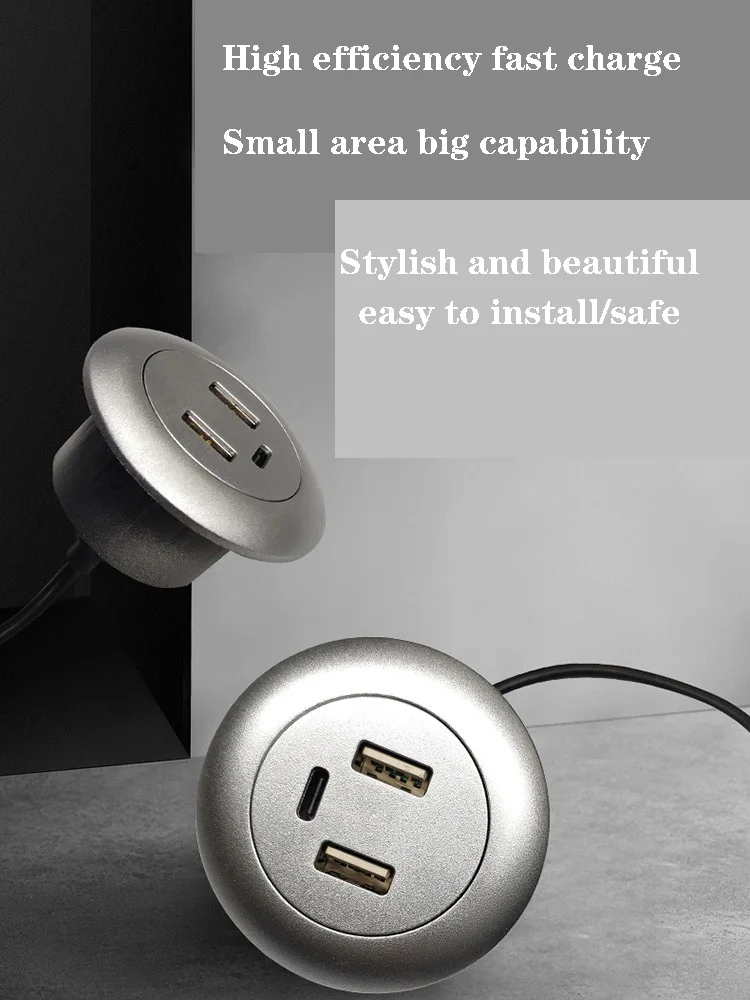 TYPE-C charge connector Extension Cord Mobile Tea Table Sofa Concealed Fast Charging Cable Embedded Desktop USB2.0 To USB