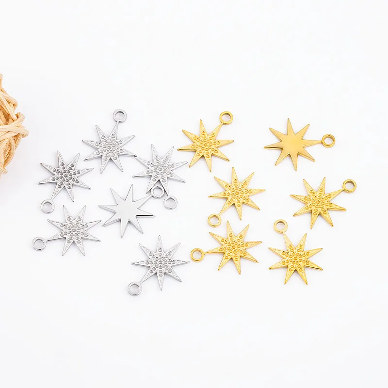 5pcs Fashion Stainless Steel Star Charms For DIY Necklace Bracelet Pendant Jewelry Making Accessories Materials Wholesale