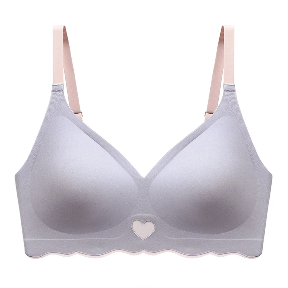 Womens Traceless Without Steel Rings Adjustable Underpants Push Up No Wire Thin Bra Comfortable Heart Patterned Women Bras