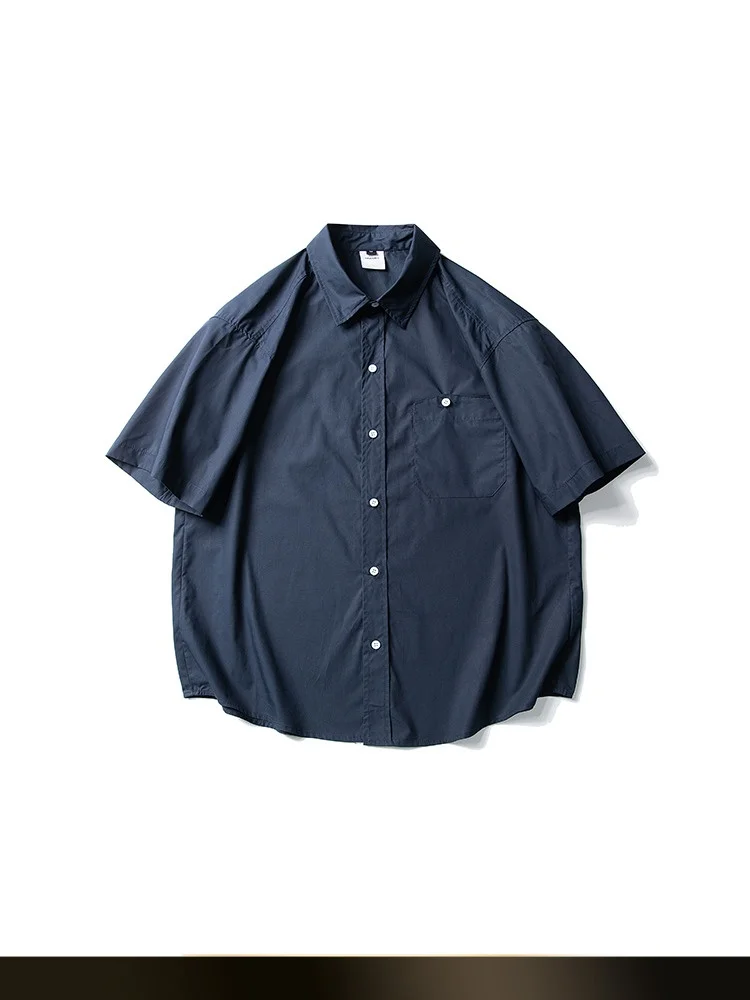 

Nted Japanese Sle Retro Color Collared ort Sve Loose Casual Summer irt ex Cotton Workwear irt