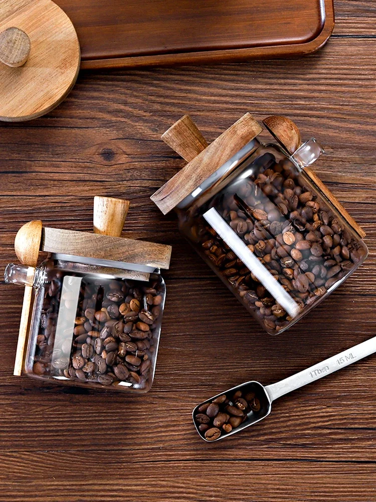 Coffee Bean Storage Jar with Glass Seal and Spoon Storage Jar