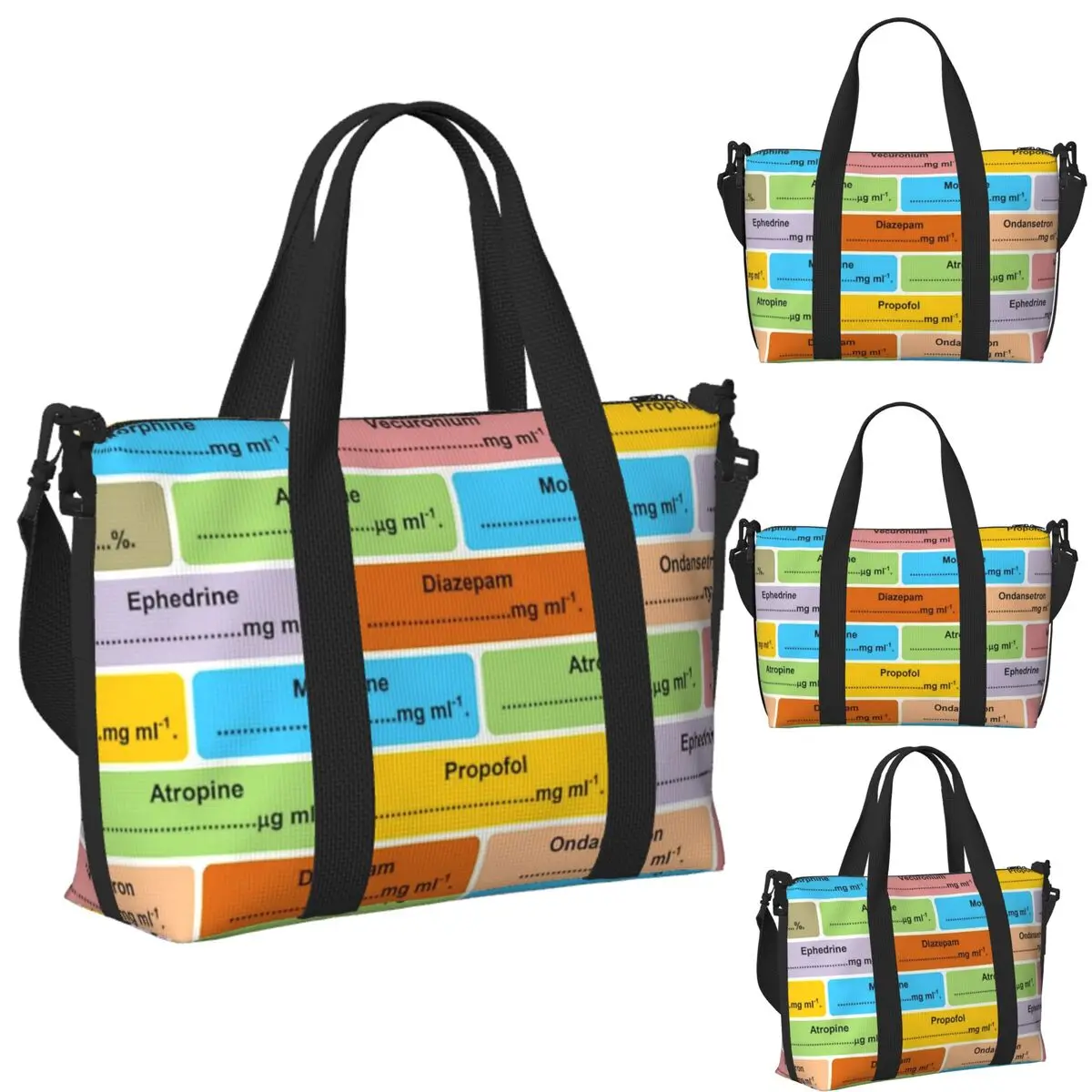 

Анестетист, анестезиологический наркотик, этикетка с узором, пляжная дорожная сумка, сумки-тоут, женская дорожная сумка для покупок