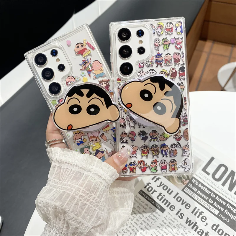 

3D comic cartoon character Cute Crayon Shin-chan Magsafe Wireless Charge Case For Samsung S22 S23 S24 S25 Ultra Magnetic Holder