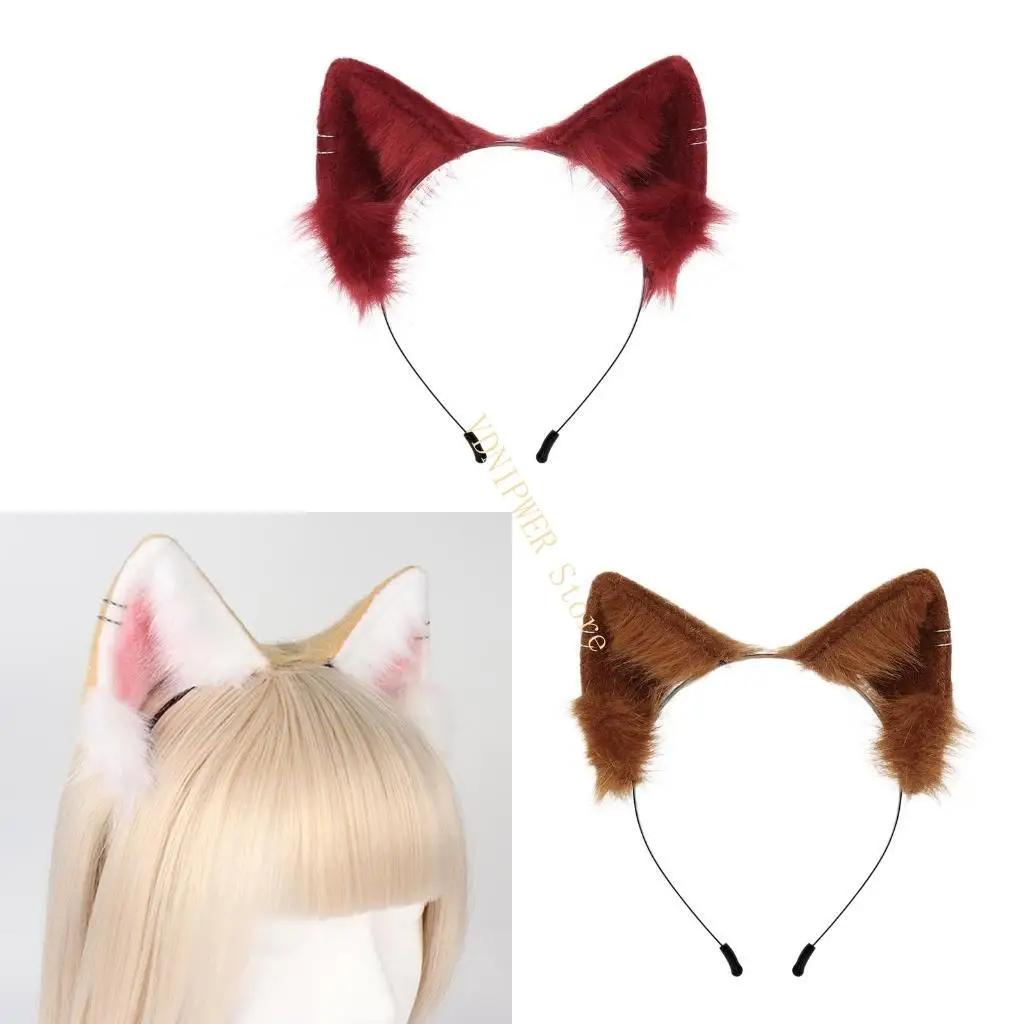 

Unisex Cartoon Dog for Cat Ears Headband Multi Color Hair Hoop Makeup Live Broadcast Christmas Party Headpiec D08E