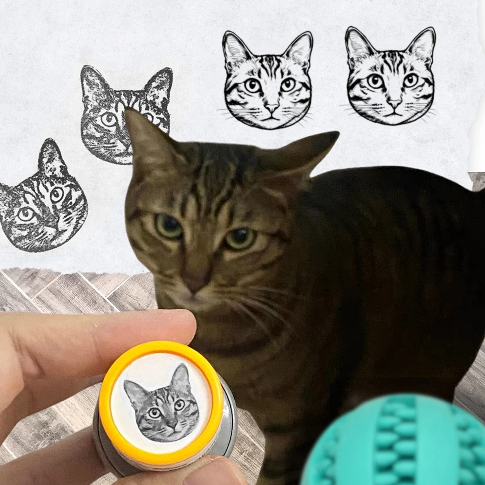 Custom Pet Stamp Personalized Portrait Character Cat & Dog Memorial Pet Avatars Portraits Logo Designs Photo‑Made Art for Gifts