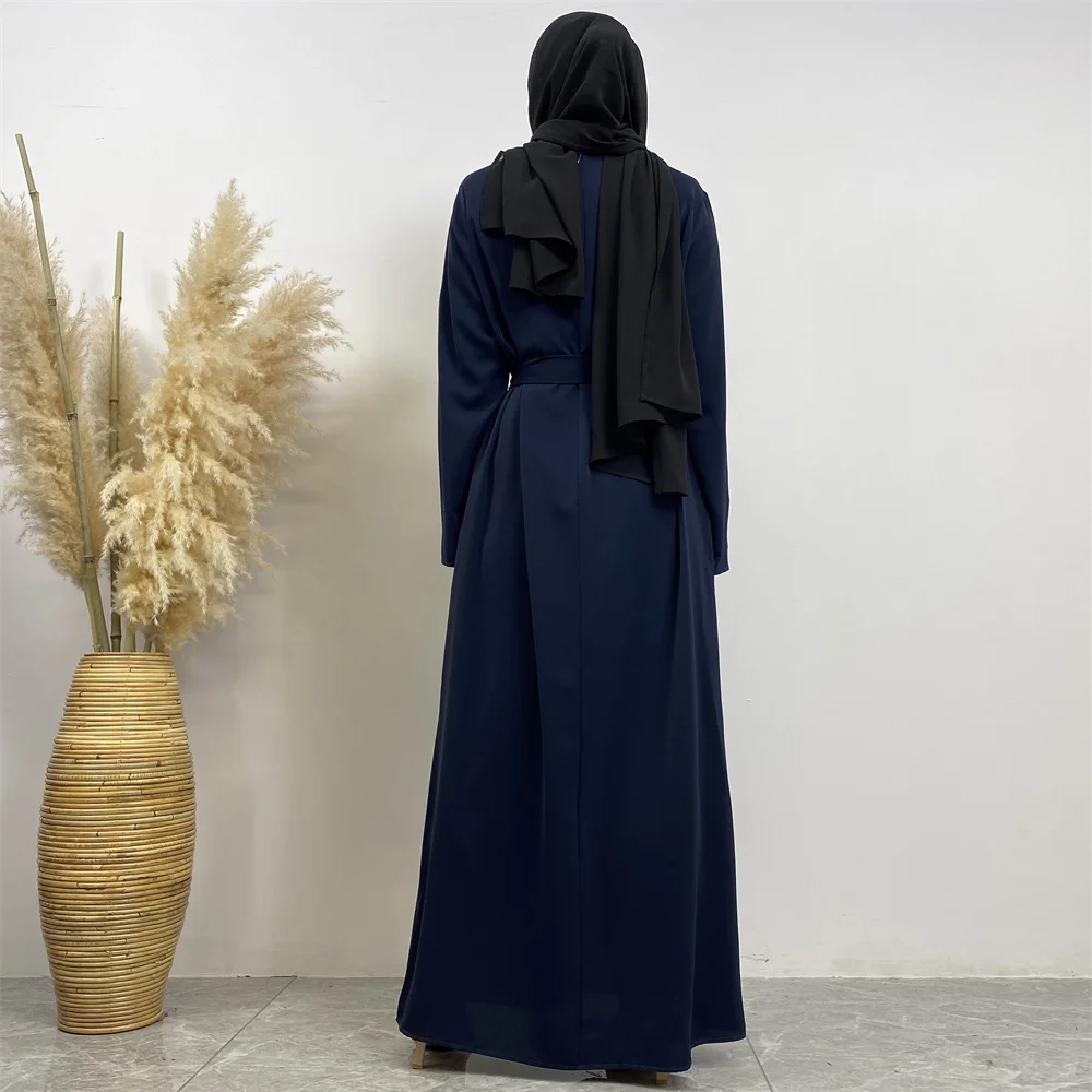 عباية إسلامية موضة جديدة فستان ساخن تركيا العربية دبي رداء بلون سادة مع جيوب فستان نسائي طويل 51