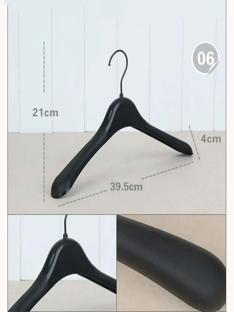10pcs Black Thick Wide Shoulder Plastic Clothes Hanger for Coats Jacket and Fur