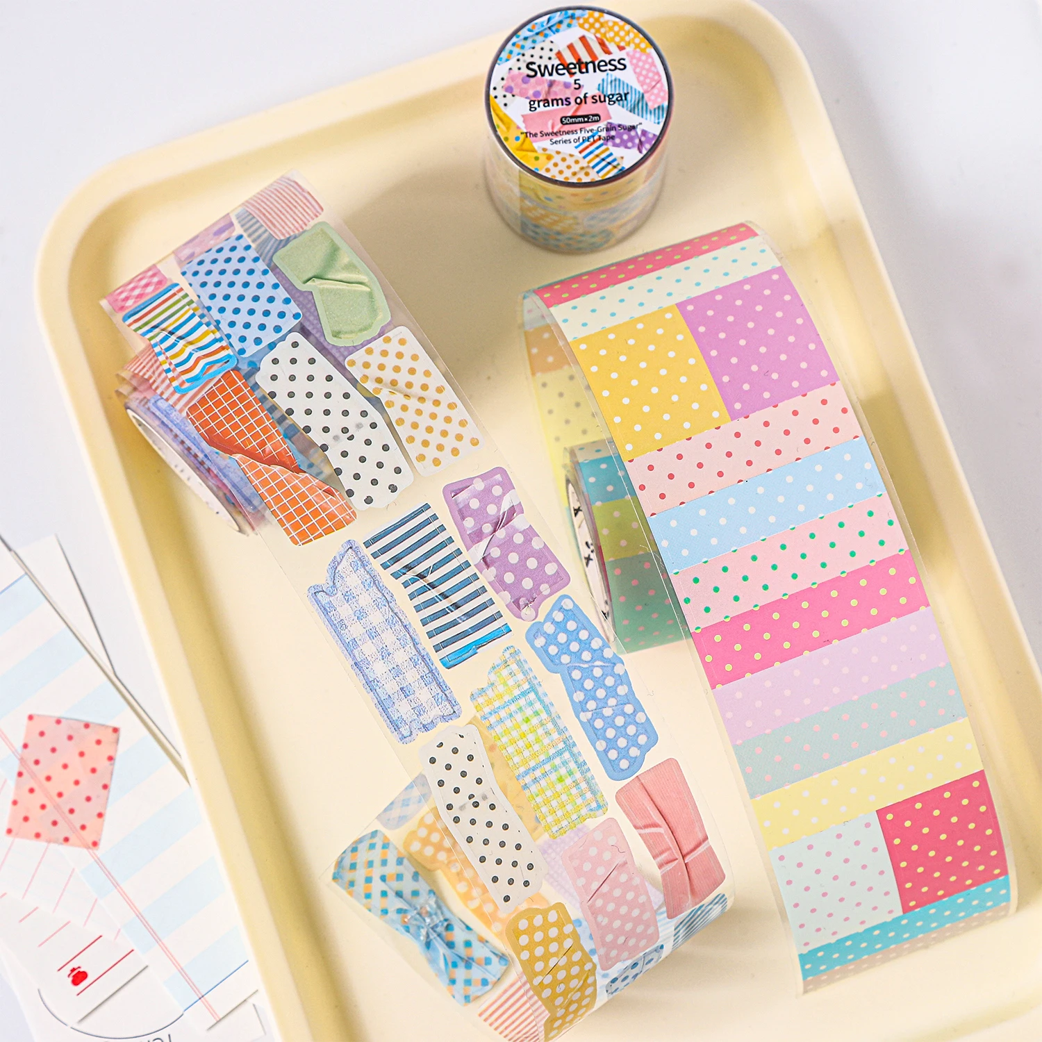 1PCS PET Polka Dot Plaid Washi Tape Sticker Cute Colorful Decor for Journal Scrapbooking