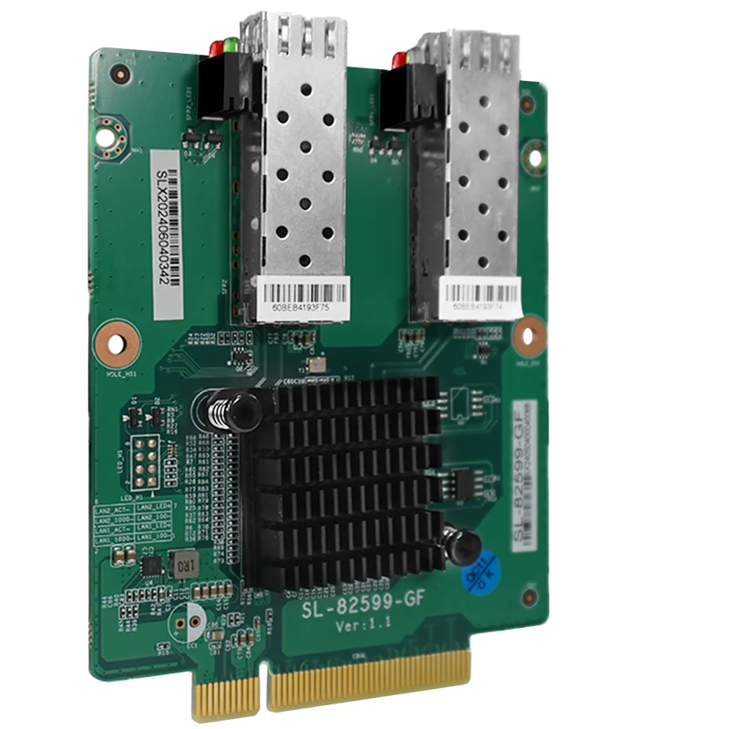 PCI-E Fiber Card Intel 82599ES Dual Port 10G SFP+ Compatible Windows Linux VMware Support 1U 2U Front Panel BKHD-82599-GF