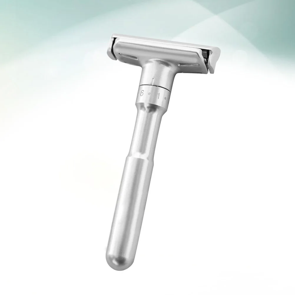

Manual Razor Holder Double-Sided Adjustable Shaving Machine for Men Beard Shaving with 5 Replacement Blades Compact Travel Razor