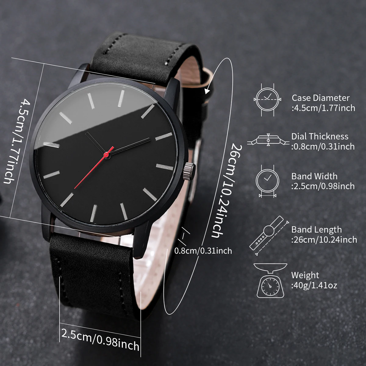 2PCs Men's Gentleman Watch Simple Classic Round Dial Quartz Watch Men's PU Leather Strap Simulated Watch Set