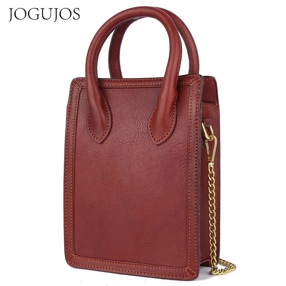 JOGUJOS Genuine Cow Leather Messenger Bag for Women Luxury Designer Purse and Handbags Tote Shoulder Crossbody Bags New