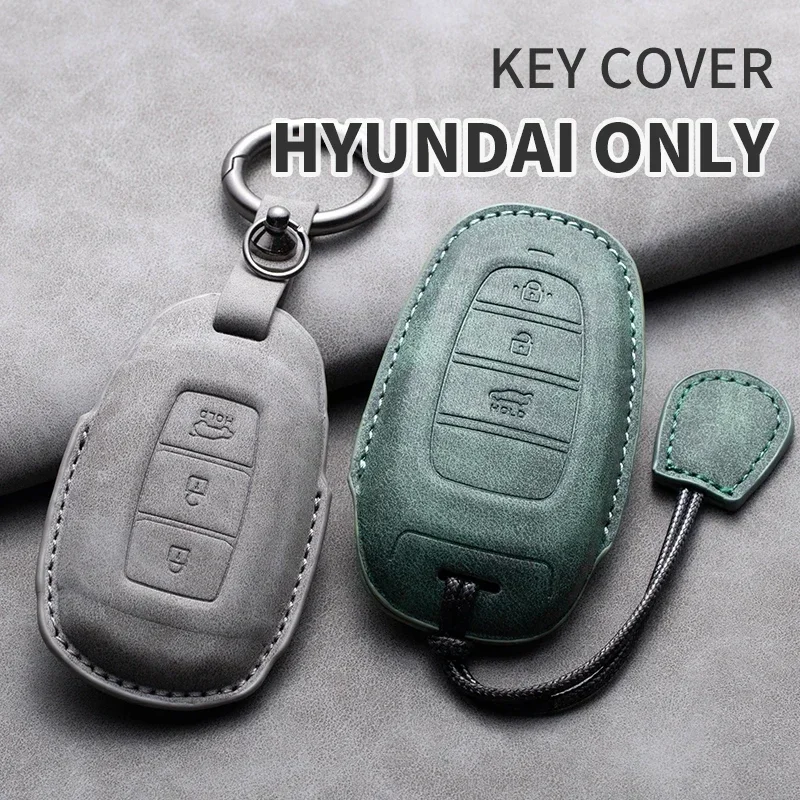 

Leather Car Key Case Cover Shell For Hyundai Grand Santa Fe 3 DM I30 IX35 Ix45 Encino KONA Solaris Azera Grandeur Creta 2 Kona