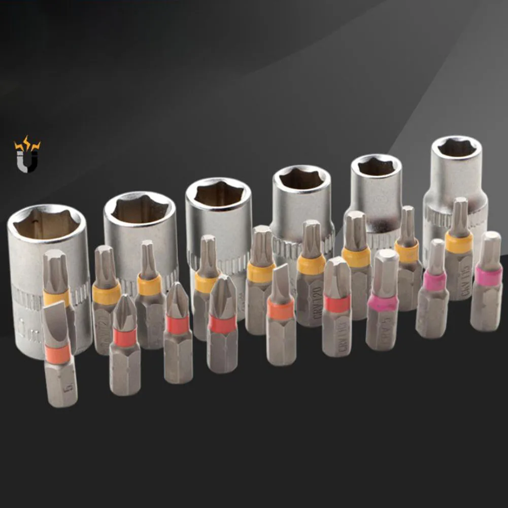 38/50PCS 6.3mm 마그네틱 스크루 드라이버 헤드 세트 액세서리 1/4 "Hex 비트 다기능 가정용 조합 도구 상자