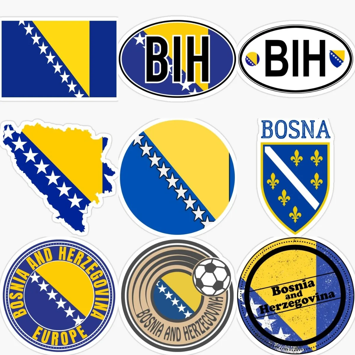 Herzegovina BIH Flag Map Skull National Emblem Stickers Car Window Bicycle Table Decal Assecories