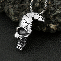 Punk Vintage Gothic Skull Necklace Unique 316L Stainless Steel Skeleton Pendant for Men Hip Hop Fashion Jewelry Gifts Wholesale
