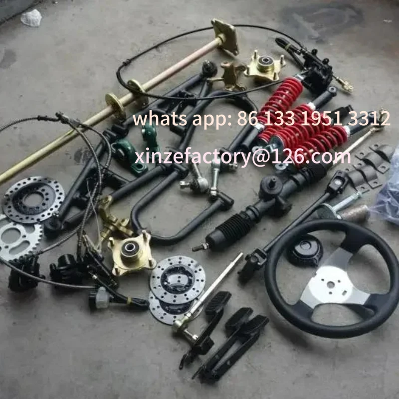 

Customizable kart accessories brake front axle homemade four wheels front and rear suspension steering rear axle