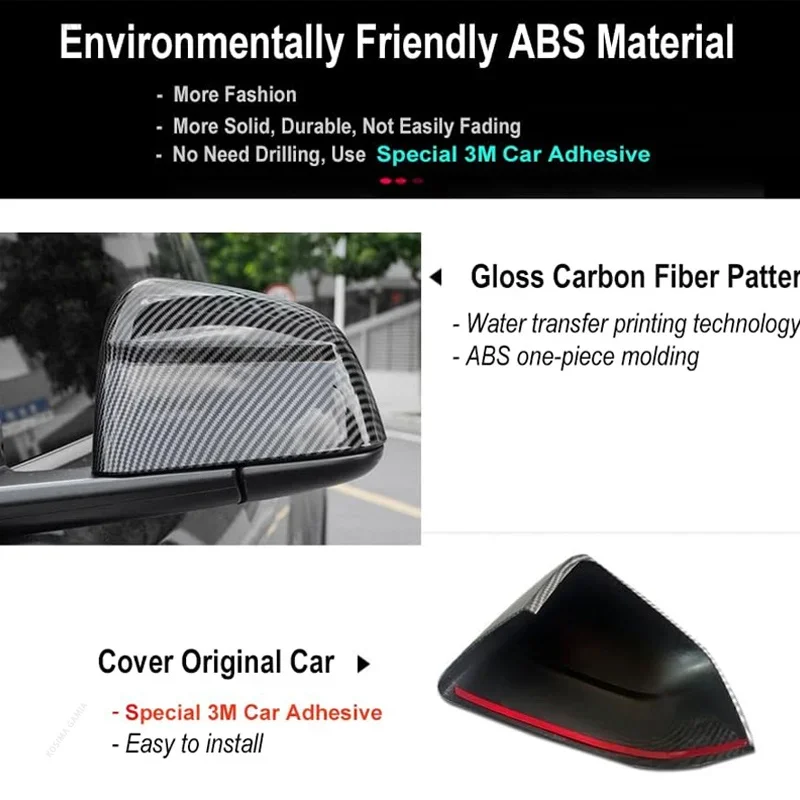 Für Tesla Model Y Juniper 25-26 Model 3/Y Rückspiegelabdeckung ABS Carbonfaser Dekorative Schale Auto-Rückspiegelabdeckung Autoteile – Detail 4