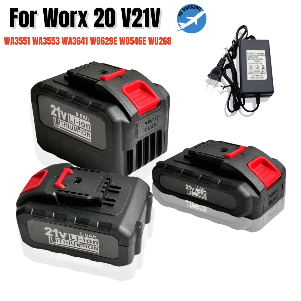 

For Worx 20V/21V 9000mAh lithium-ion battery WA3553 WA3551 WA3572 WA3553 WX390 WX176 drill bit battery