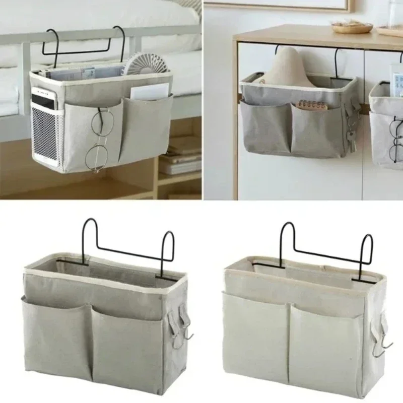 New Storage Basket Hanging Storage Rack Bed Remote Control Bookshelf Dormitory Storage Bag Stand with Hook Bedside Pocket
