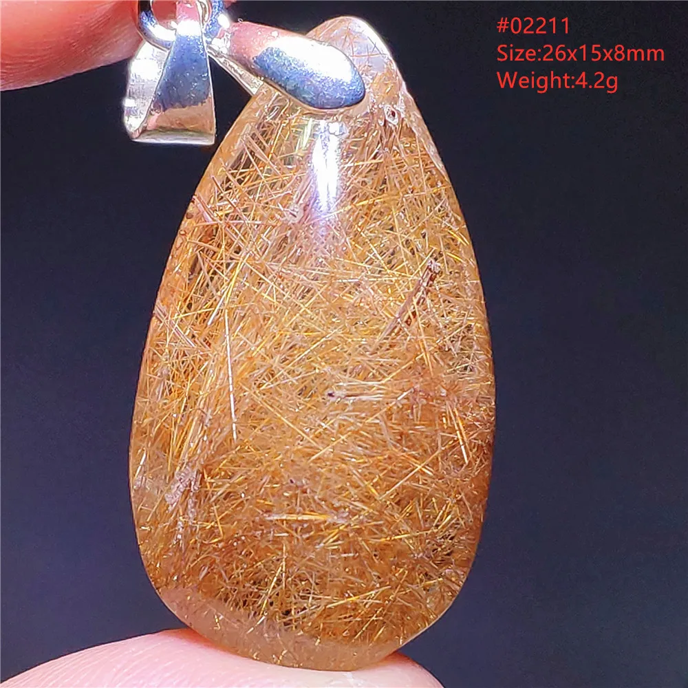 Natural Copper Rutilated Quartz Water Drop Pendant Brazil Jewelry Crystal Wealthy Rare Gold Rutilated Necklace Beads AAAAAA