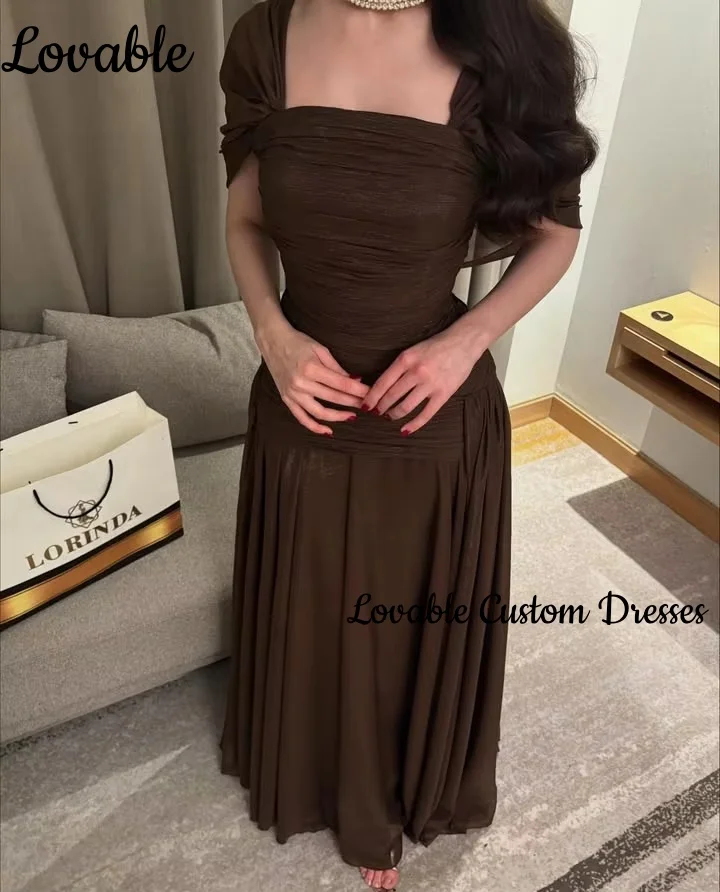 Robes trapèze pour bal de promo, col carré, longueur au sol, volants, robes de soirée de luxe, fermeture éclair, bretelles fines, robes pour occasions formelles