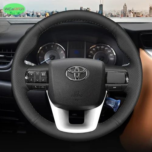 Protector de cuero Artificial para volante de coche, cubierta envolvente para Interior de coche, para Toyota Hilux Fortuner 2015-2021