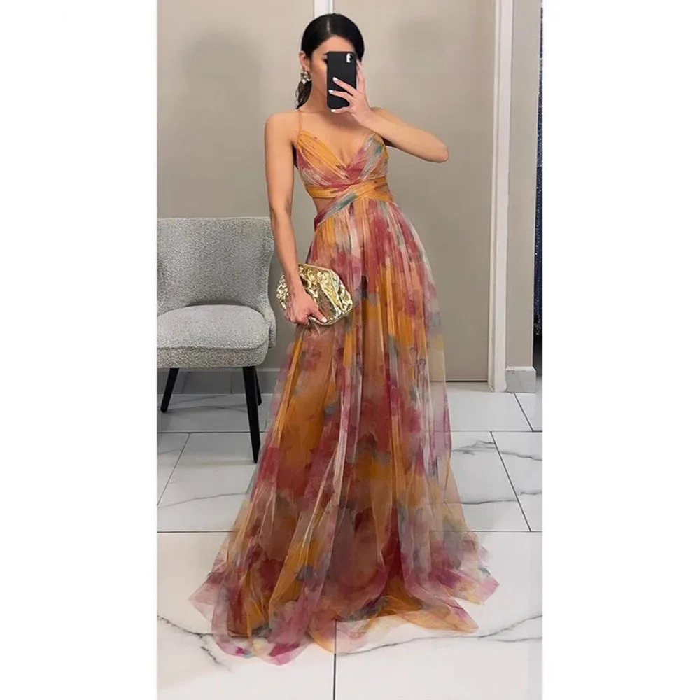 

Simple Evening Dresses V Neck Sleeveless A Line Prom Party Banquet Celebrity High Quality Female Gowns Elegant Exquisite