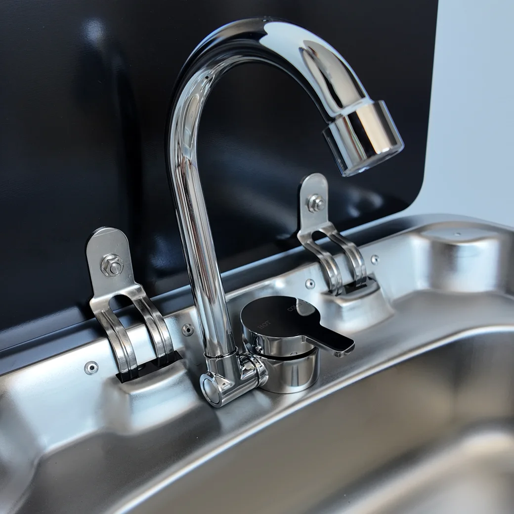 RV العربة RV بالوعة حوض غسيل يدوي واحد بالوعة مع غطاء من الزجاج المقسى 304 الفولاذ المقاوم للصدأ لمطبخ قارب القافلة RV