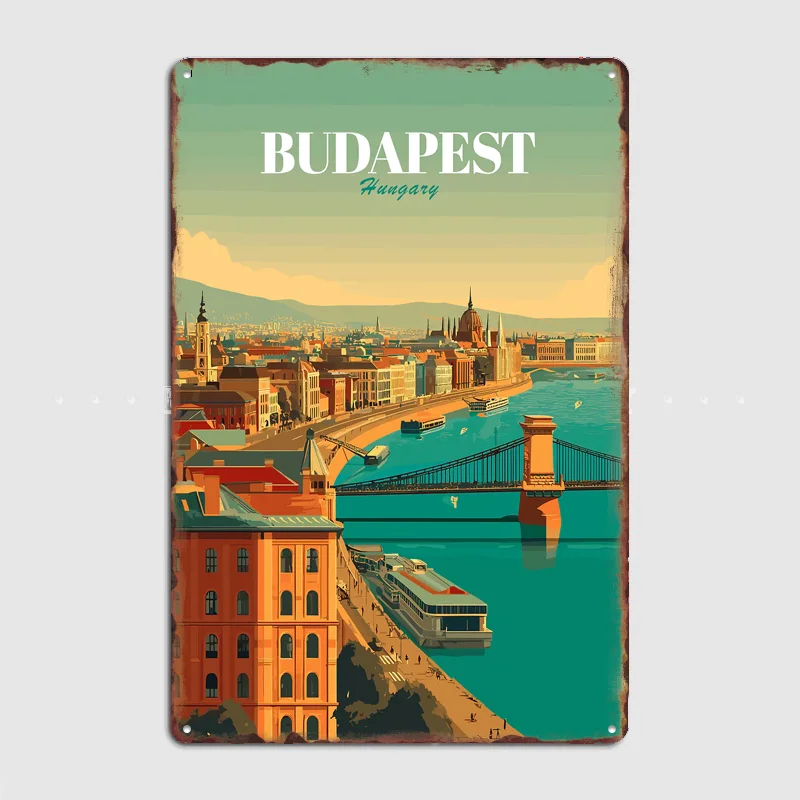 Budapest Hungary Cityscape Travel Poster Metal Sign Life Wall Custom Bedroom Indoor Home Wall Decor Posters Room Decoration