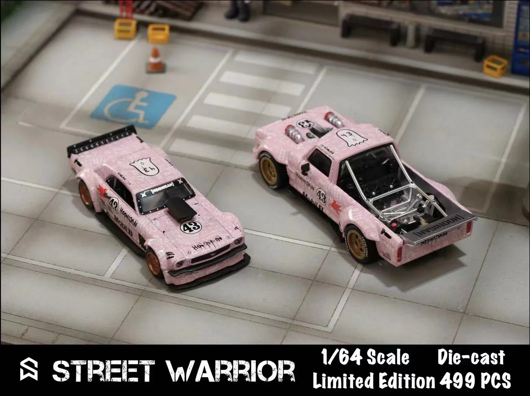 머스탱 호니콘 RTR 트럭, 로스앤젤레스 핑크 블록 43 다이캐스트 모델 자동차, SW 1:64 1965