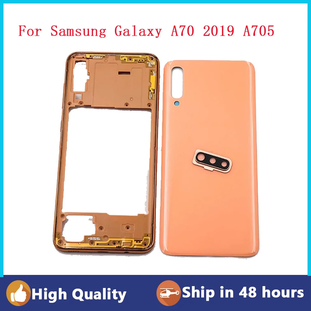 

For Samsung Galaxy A70 2019 A705 SM-A705F A705F Middle Frame Plate Bezel A70 Battery Back Cover Rear Door Camera Lens Replac