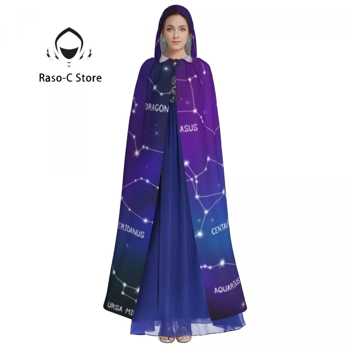 Unisex Adult Astronomical Celestial Sphere Constellations Cloak with Hood Long Witch Costume Cosplay