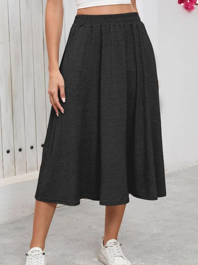 

Новая цветная свободная юбка средней длины для женщин с высокой талией, трапециевидной формы из полиэфирного волокна, летняя коллекция, повседневная одежда