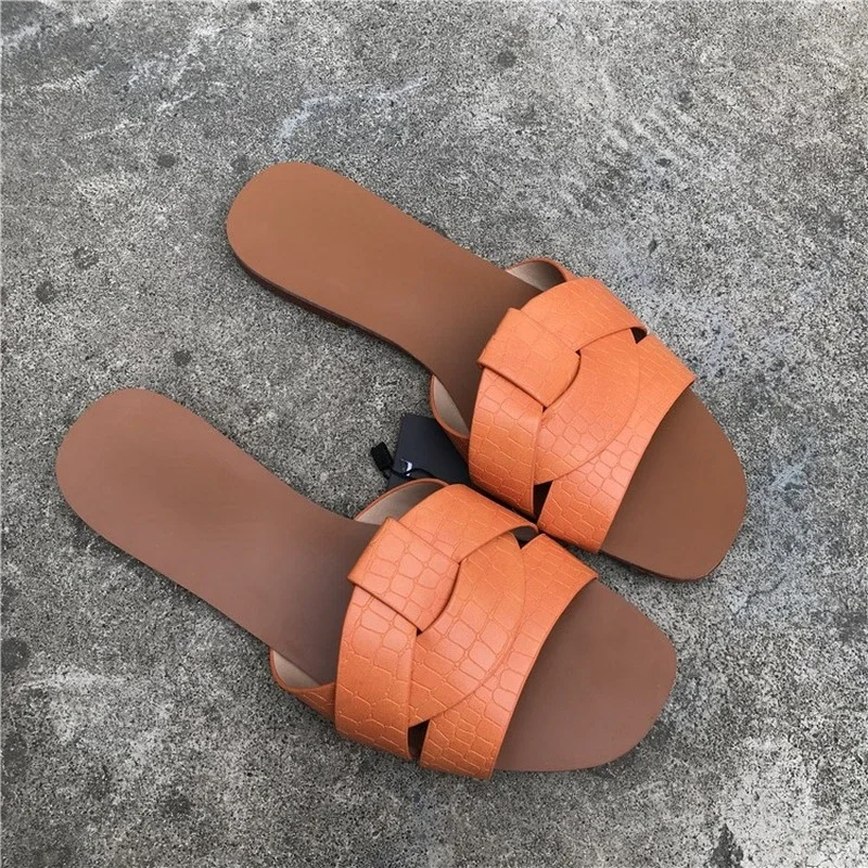 Women Outdoor Summer Sandals 2021 Ladies Beach Slides Flip Flops Fashion PU Leather Open Toe Female Sandal Woman Shoes