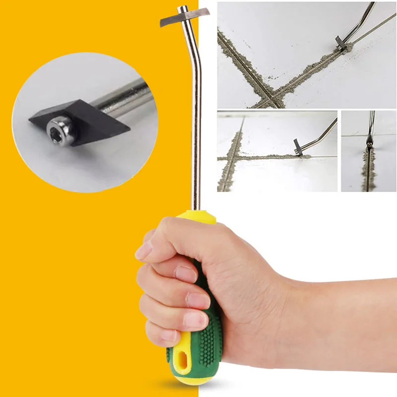 Serrated Seam Cleaner Tungsten Steel Hook Knife Professional Ceramic Tile Gap Grout Remover for Old Mortar Hard Cement Caulk