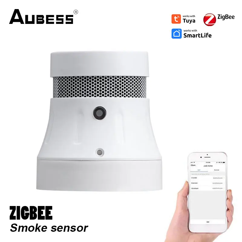 Tuya ZigBee Smoke Sensor Fire Protection Smokehouse Sensitive Smoke Detection Smart Home Life And High-pitched Remote Alarm Tool