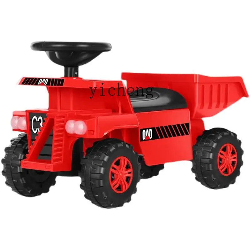 

XL Excavator Toy Car Children Can Sit Four-Wheel Music Scooter Light Dumptruck