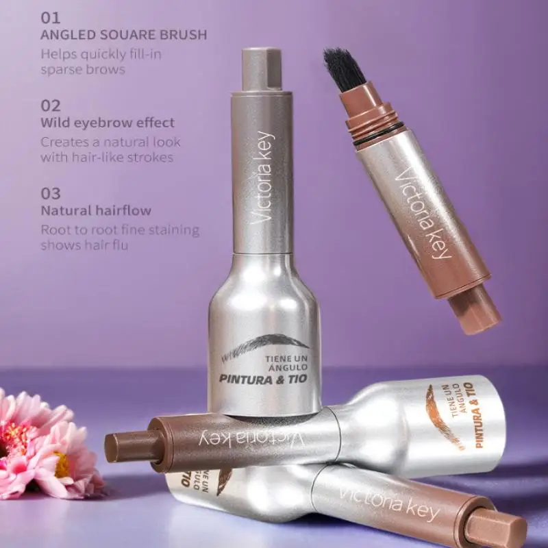 Crème de teinte pour sourcils imperméable et longue durée avec brosse, crayon à sourcils liquide anti-taches pour sourcils précis et d'apparence naturelle