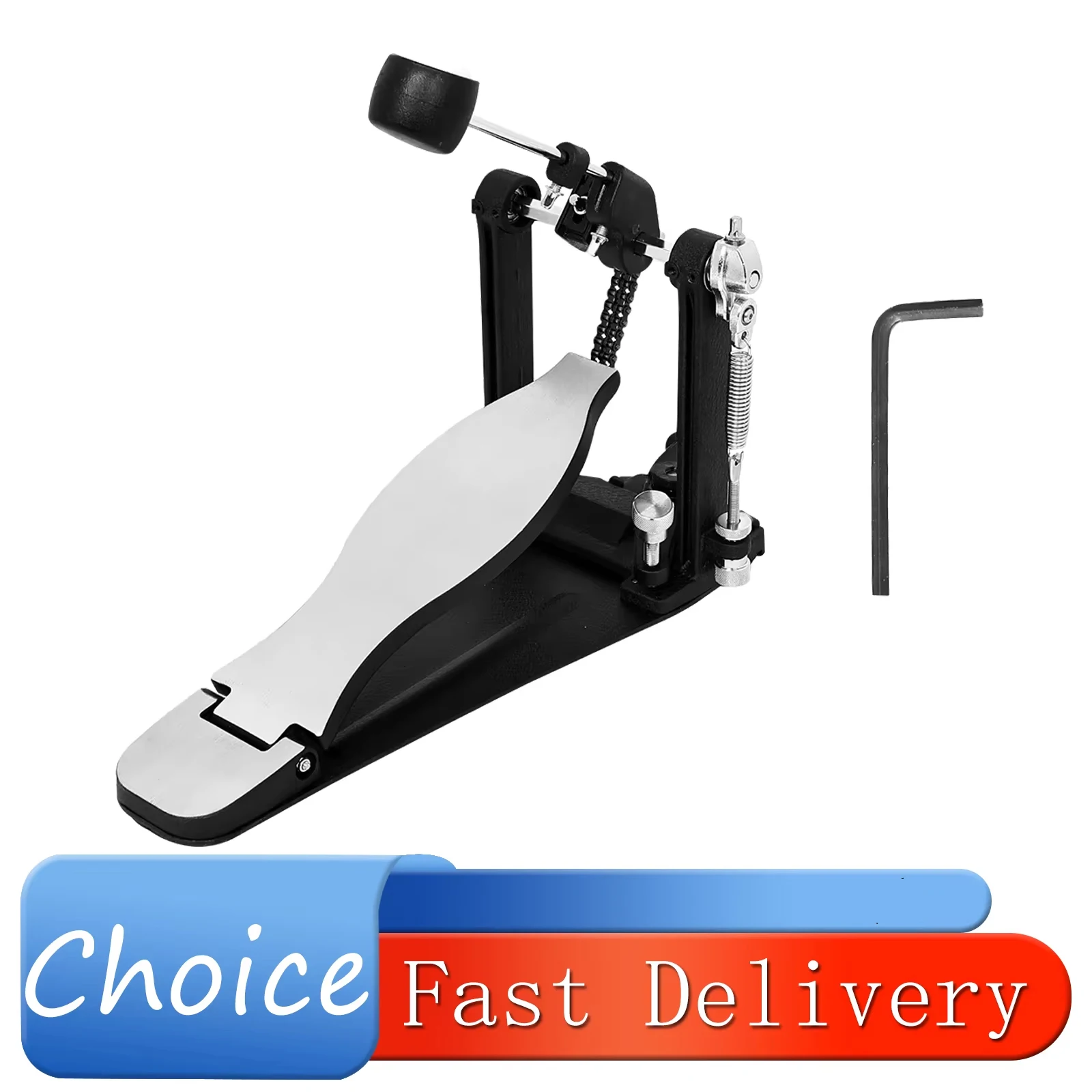 MD167 Drum Kit Single Pedal Chain Anti Slip Aluminum Alloy Double Chain Drum for Electronic Drums Foot Pedal Instrument Parts