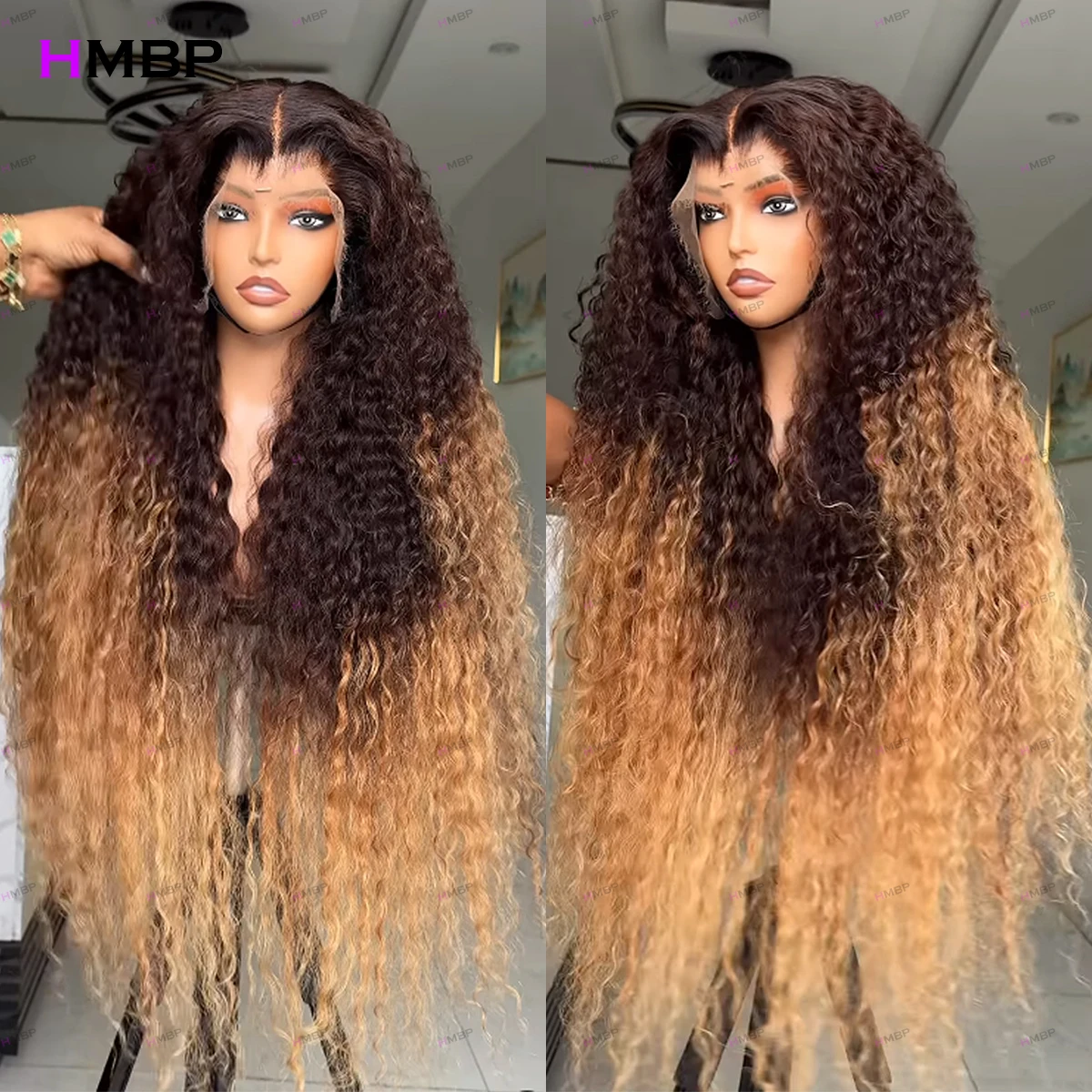 400 Density Ombre Color Jerry Curly 13x6/360 Hd Lace Wigs Preplucked Hair Glueless Lace Frontal Wig Human Hair Ready To Go HMBP - Image 3