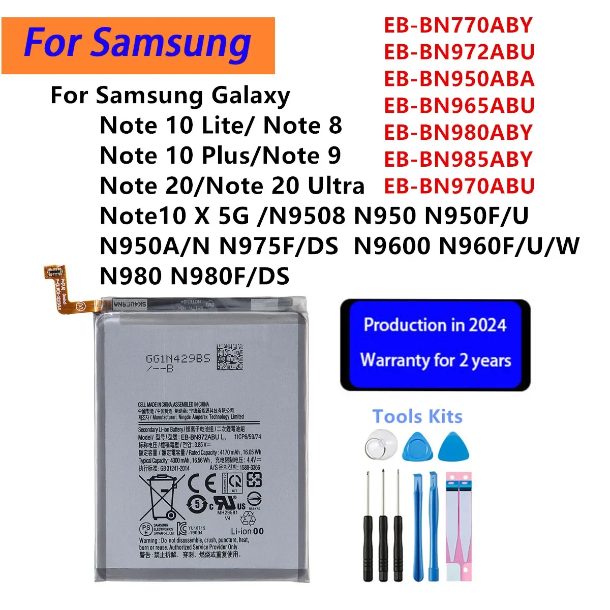 New Battery EB-BN770ABY EB-BN972ABU For Samsung Galaxy Note 10 Lite puls 8 9 20 Ultra 10X 5G N975F N950 N960F N980F Batteria