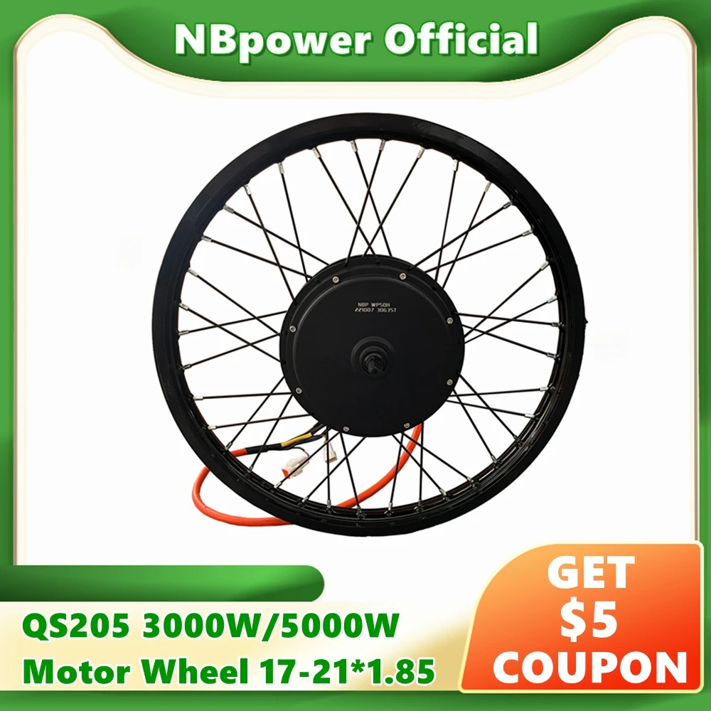 NBpower/QS205 50H V3 48-96V 3000w 5000w ruota motore mozzo bici elettrica 150mm Dropout Ebike moto motore posteriore ruota picco 10kw