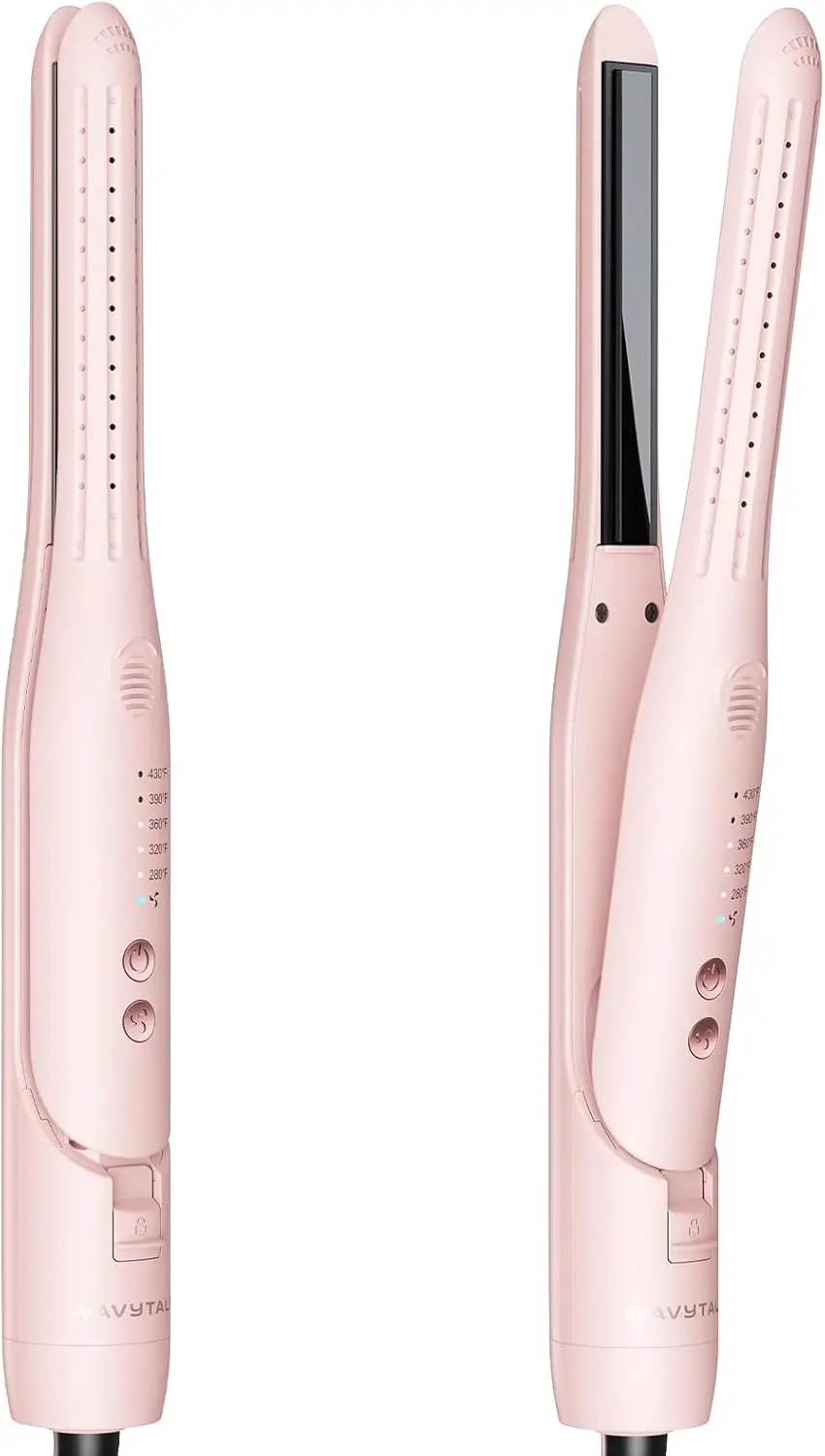 0.65" Pencil Flat Iron, Cool Curl Styler and Straightener for Short Hair, Pixie Cut with 360 Airflow for Long-Lasting Hold
