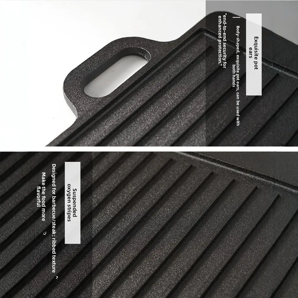 Thickened cast iron barbecue iron plate commercial barbecue plate striped frying plate restaurant hot pot restaurant