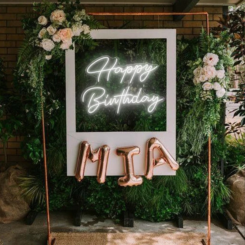 

Custom Colorful Neon Sign Happy Birthday Vintage Sign Light Home Decorative Wall Decor