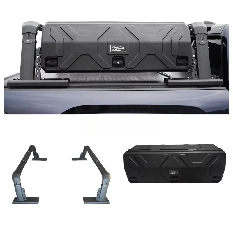 

YH-G-039 Универсальная регулируемая алюминиевая стойка для грузовика, стойка для лестницы в грузовика с боковым ящиком для хранения для пикапов