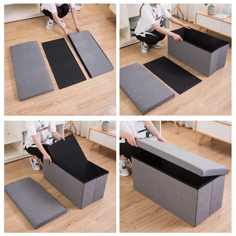 Outdoor Storage Ottoman Stool Waterproof Foldable Bench Seat Footrest Shoe Organizer Patio Garden Balcony Durable Storage Banco