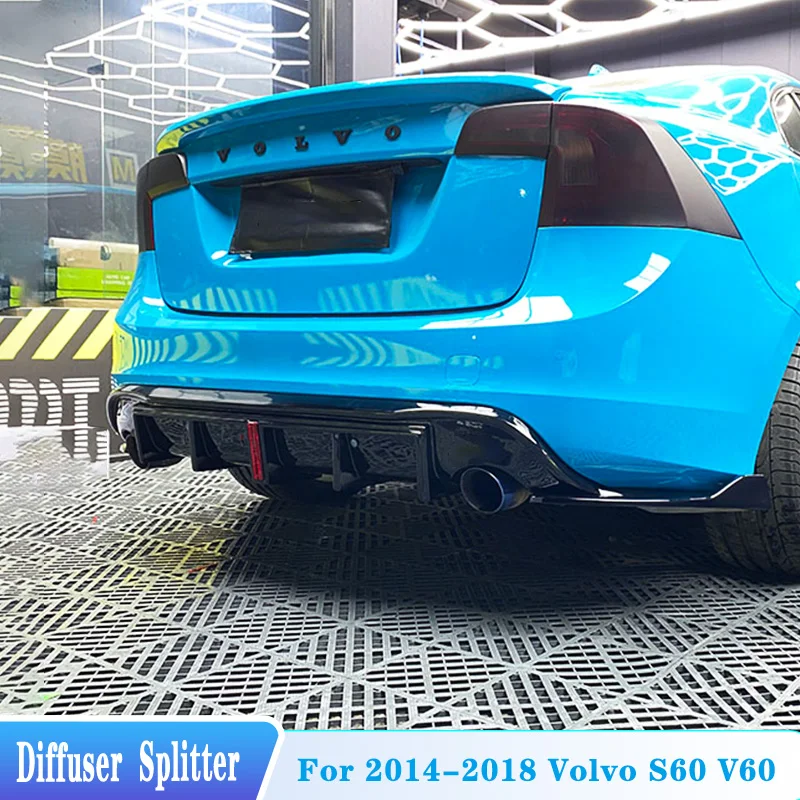 For 2014-2019 Volvo S60 V60 Rear Diffuser Splitter Guard Spoiler Car Retrofit Flow Baffle Plate Choke Corner Protector Body Kit